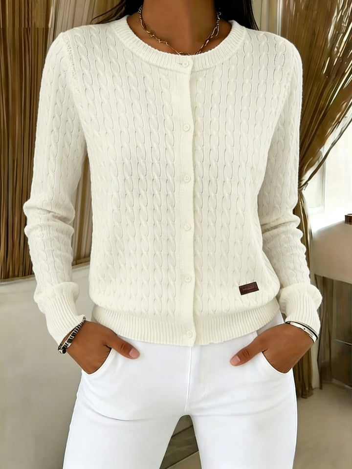 Simone | Twist-Front Round Neck Cardigan