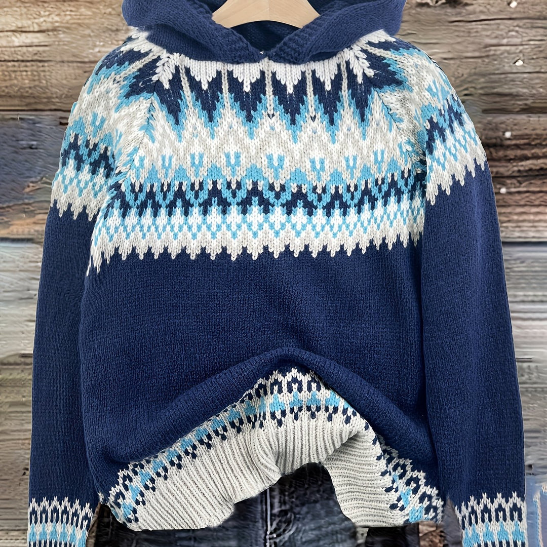 Nova | Chunky Snow-Print Hooded Sweatshirt