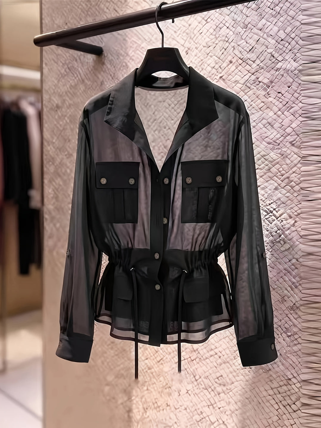 Perla | Pearl Chiffon Drawstring Shirt Jacket