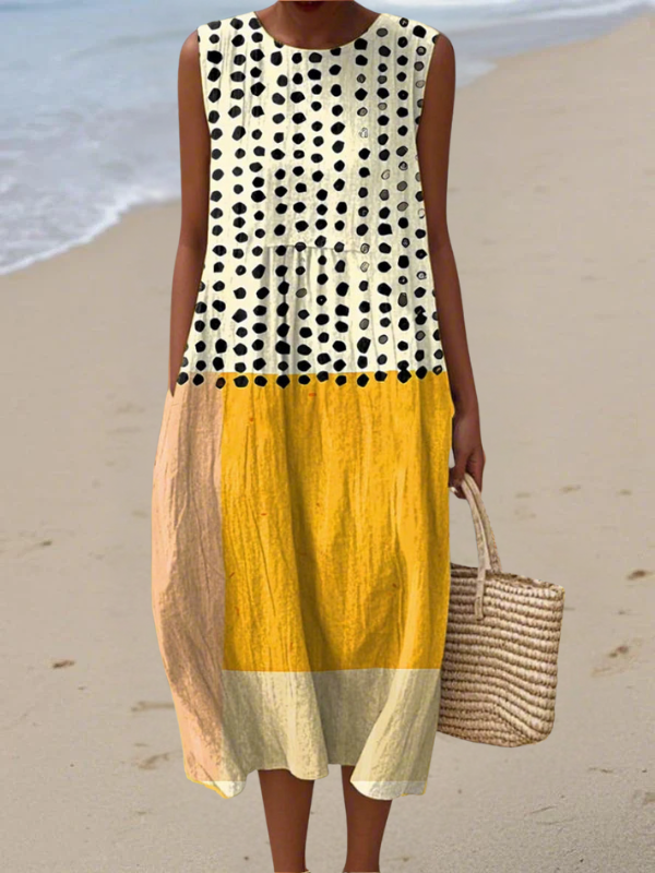 Juniper Polka Colorblock Midi Dress