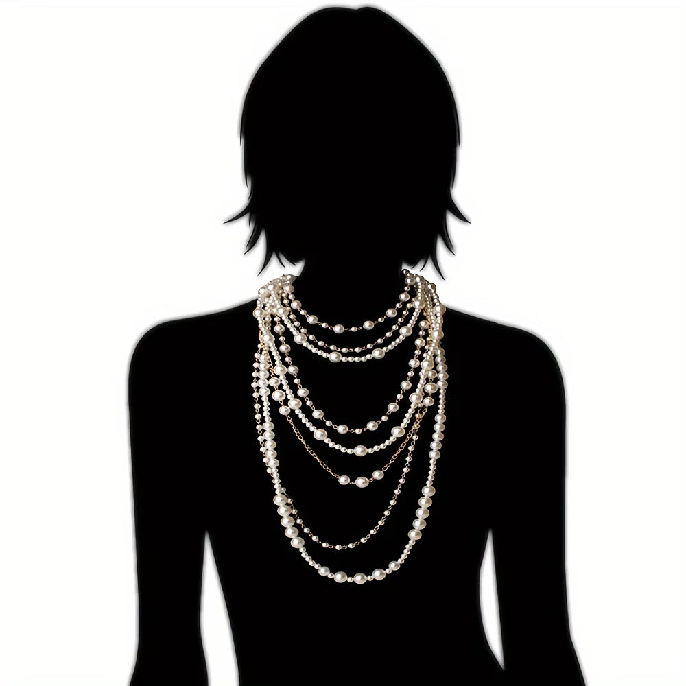 Boho Multi-Layered Pearl Statement Set