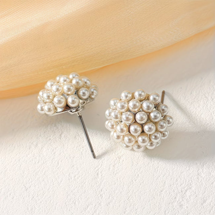 Pearl Dome Stud Earrings