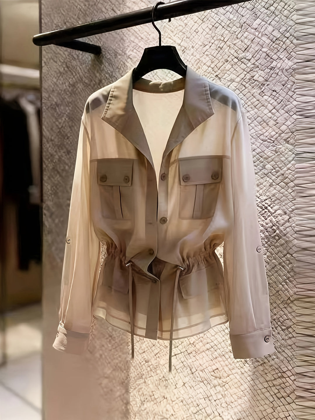 Perla | Pearl Chiffon Drawstring Shirt Jacket