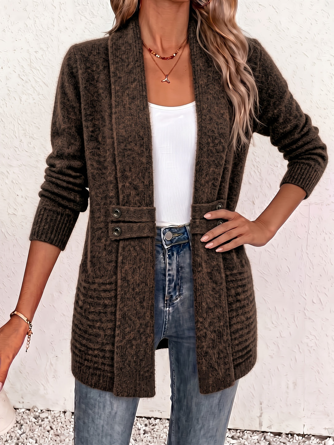 Odette | Belted Double-Breasted Wrap Cardigan