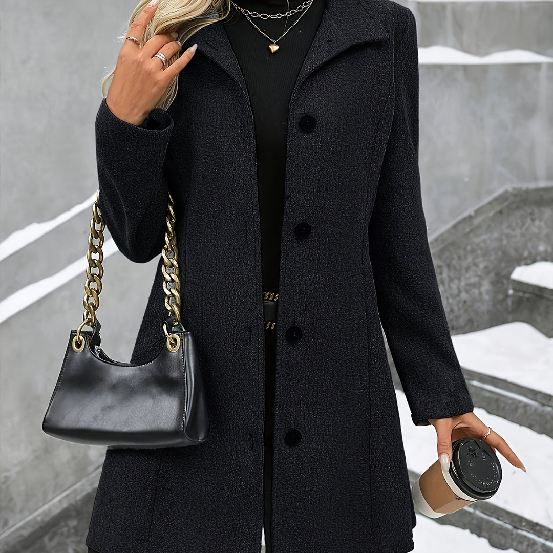 Elena | Tailored Tweed Overcoat with Stand Collar