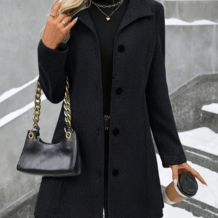 Elena | Tailored Tweed Overcoat with Stand Collar