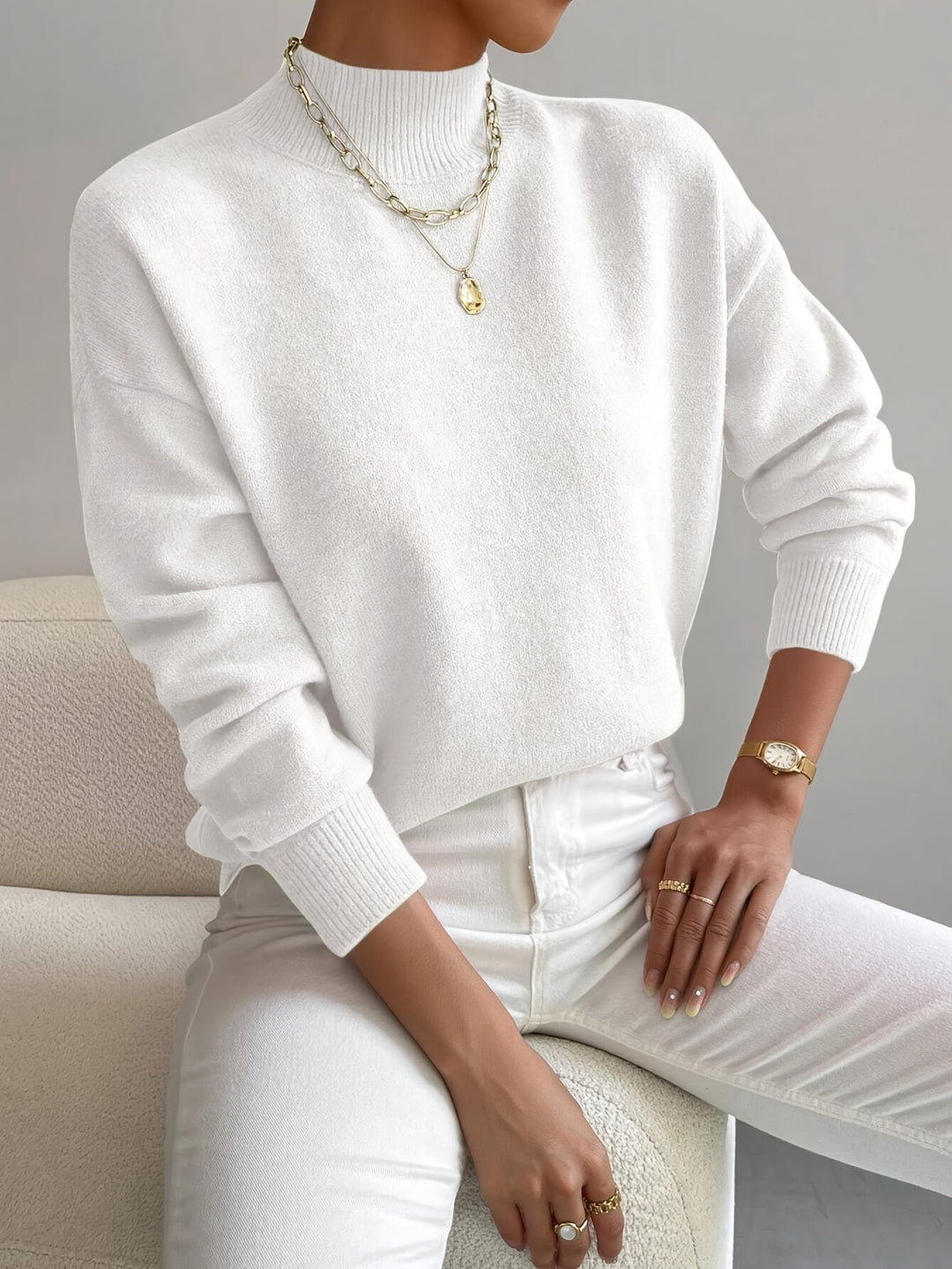 Rosalie | Mock Neck Drop-Shoulder Pullover