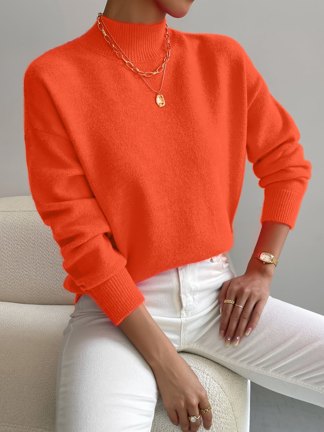 Rosalie | Mock Neck Drop-Shoulder Pullover