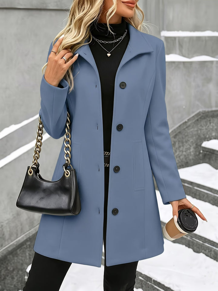 Elena | Tailored Tweed Overcoat with Stand Collar