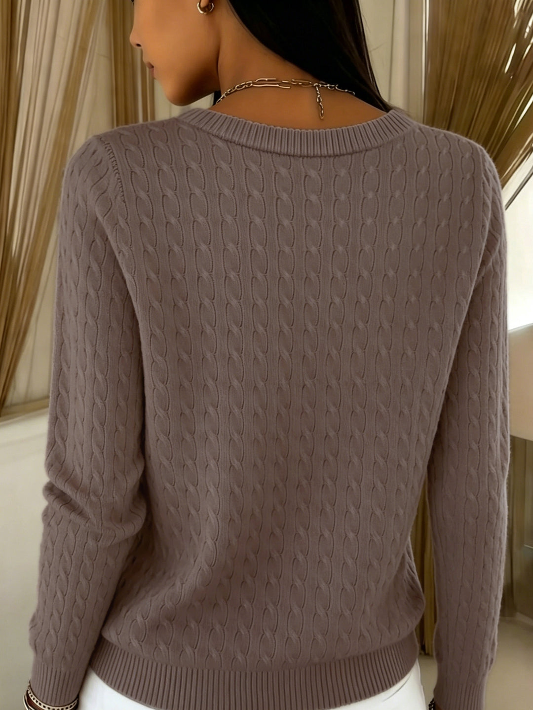 Simone | Twist-Front Round Neck Cardigan