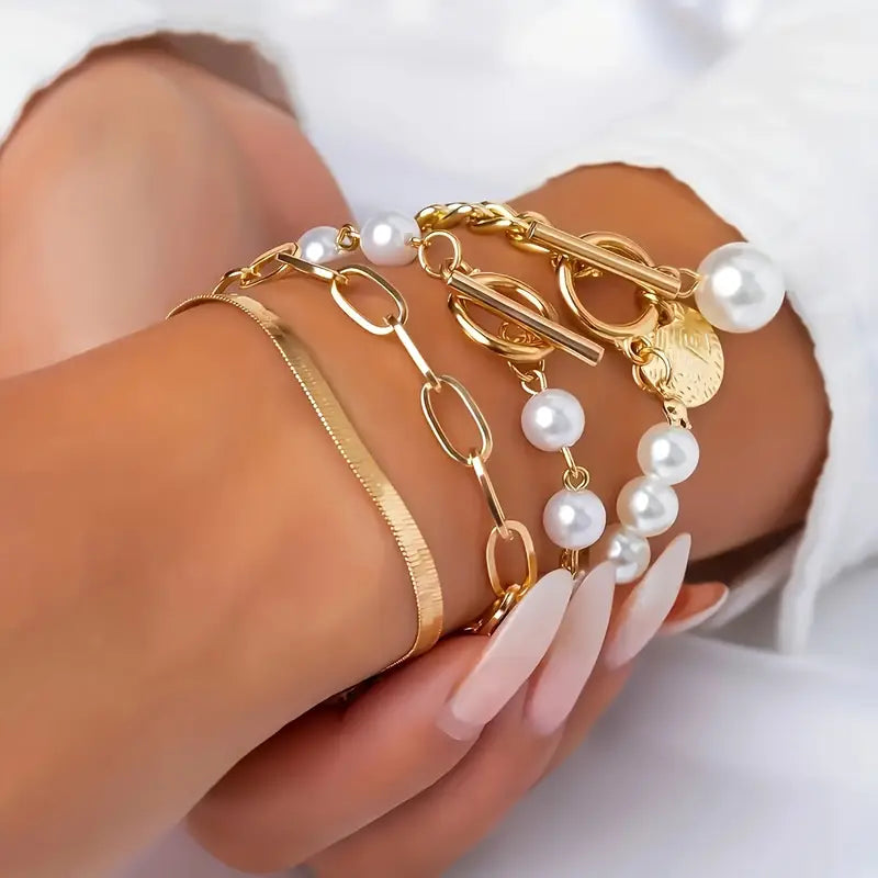 Luxe Layered Pearl Bracelet Set