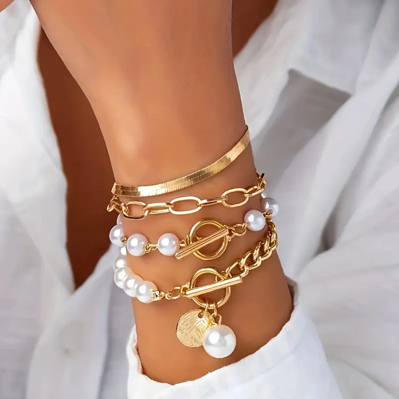 Luxe Layered Pearl Bracelet Set