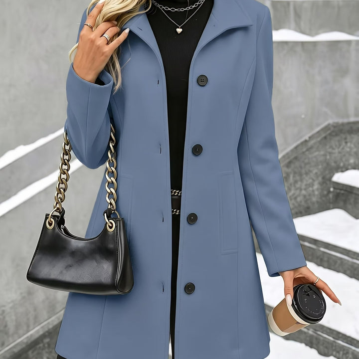 Elena | Tailored Tweed Overcoat with Stand Collar