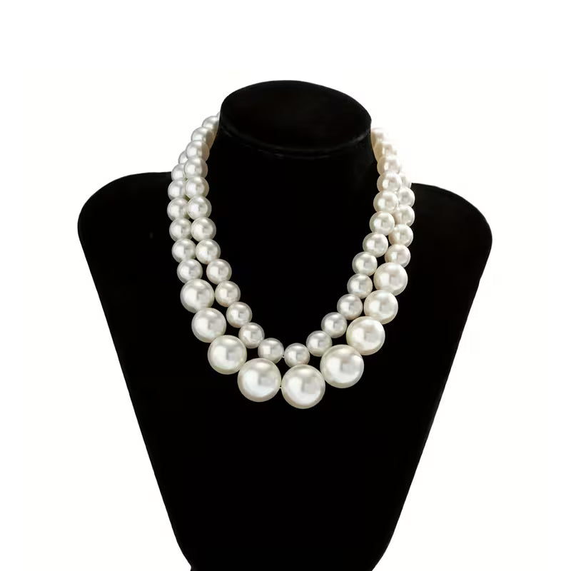 Double Statement Pearl Necklace
