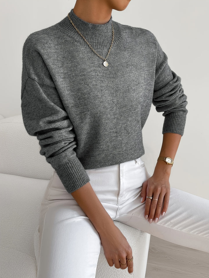 Rosalie | Mock Neck Drop-Shoulder Pullover