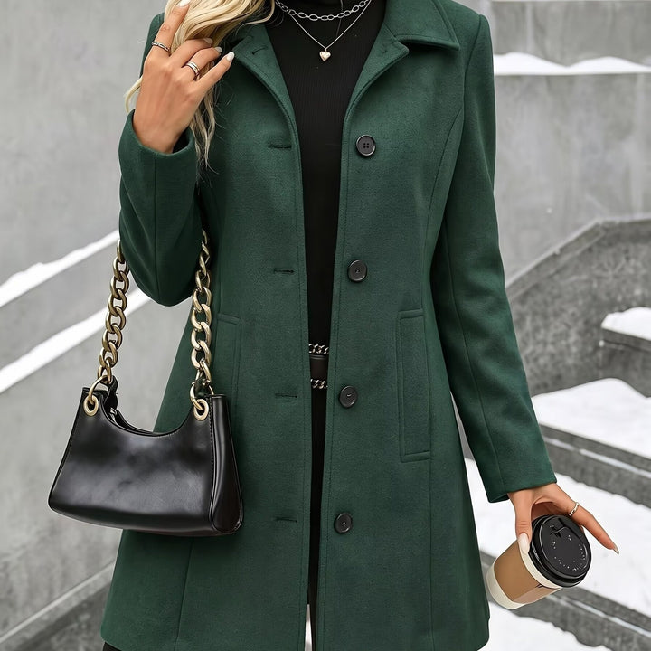 Elena | Tailored Tweed Overcoat with Stand Collar