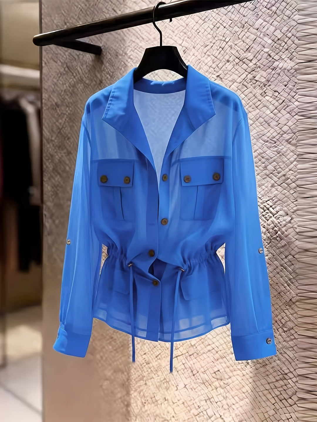 Perla | Pearl Chiffon Drawstring Shirt Jacket