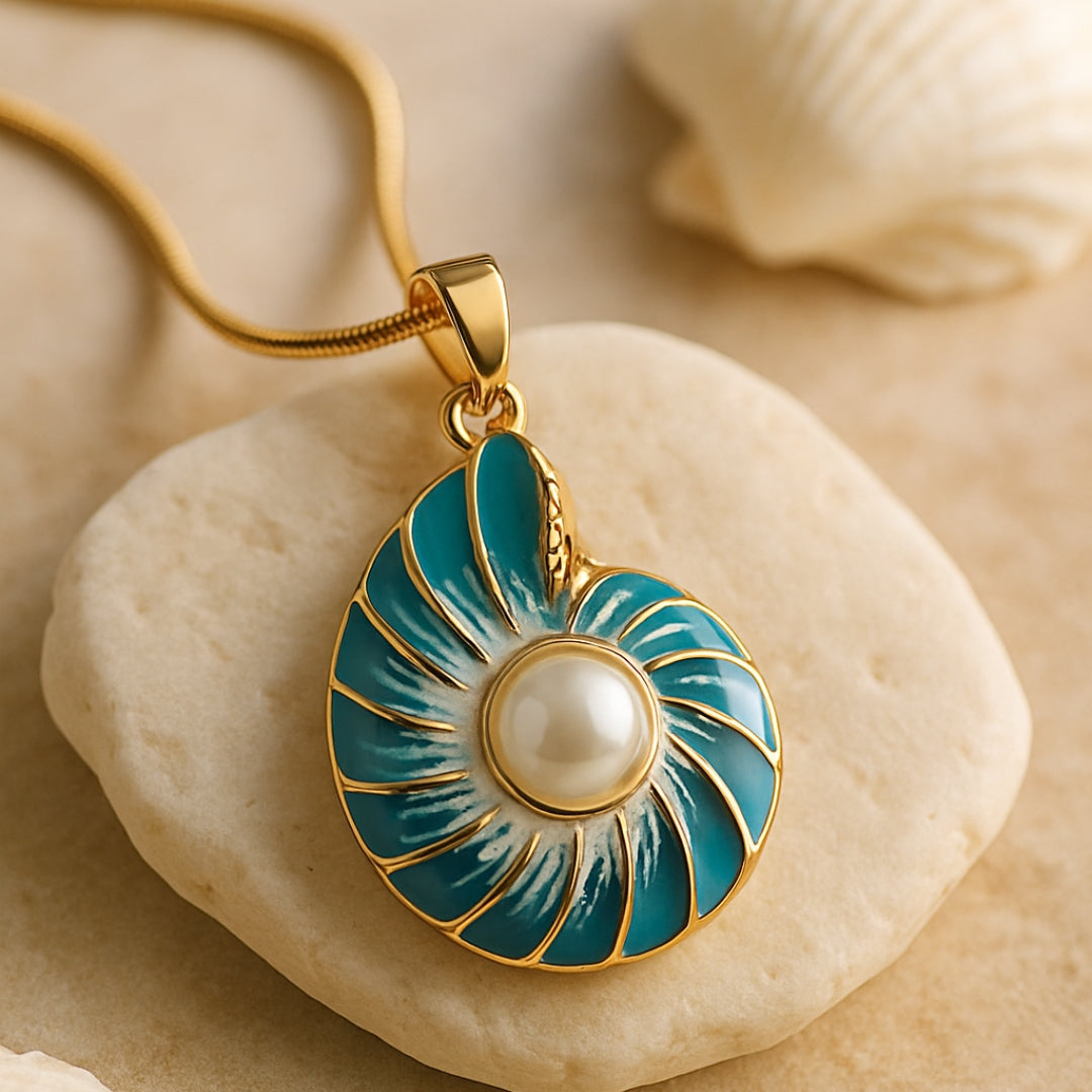 Seashell Pearl Pendant Necklace