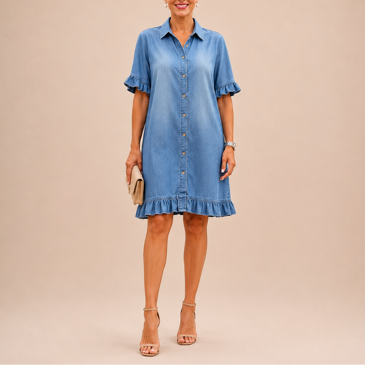 Marlowe™ | Ruffled Denim Shirt Dress