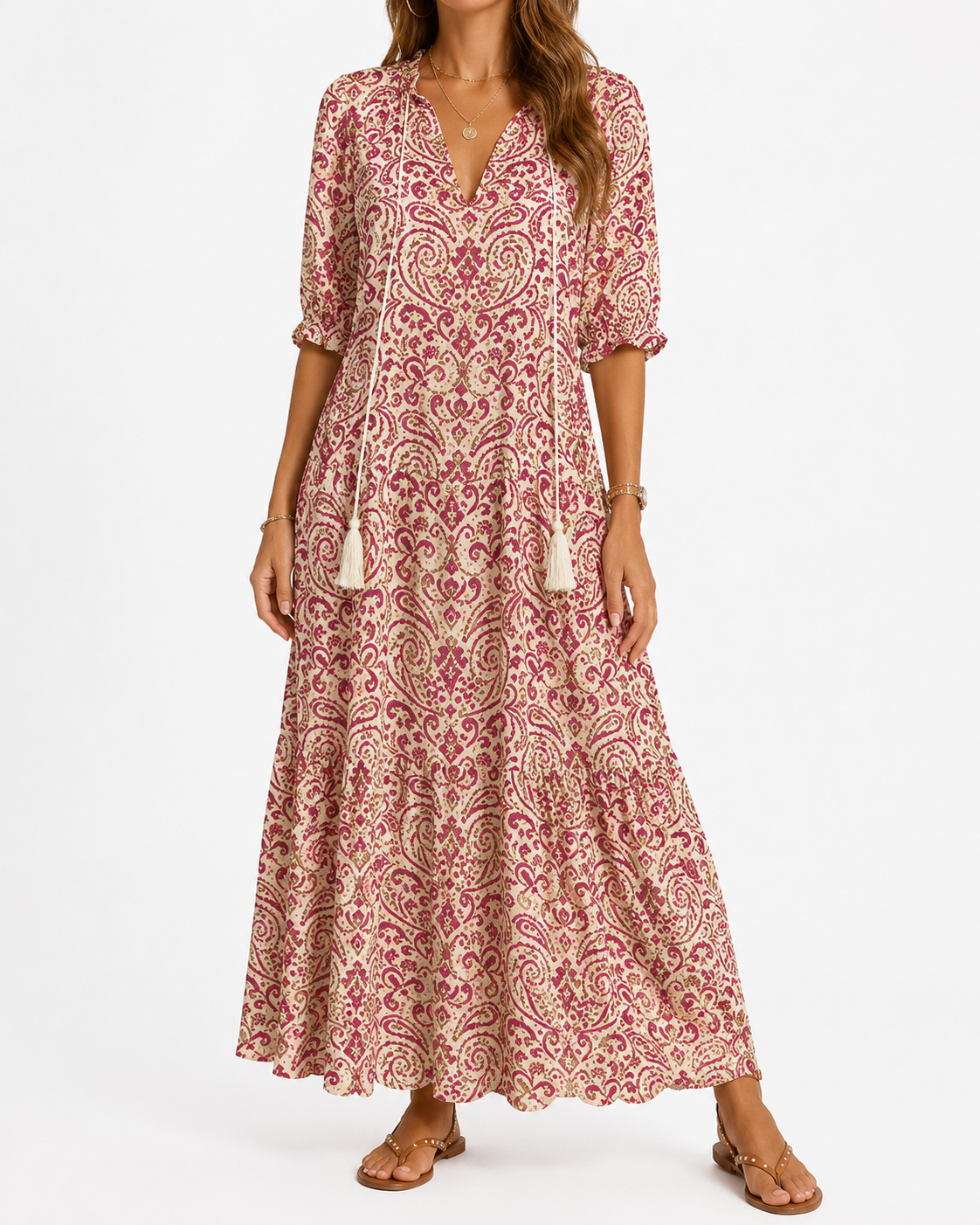 Aria | Tummy-Smoothing Boho Maxi Dress