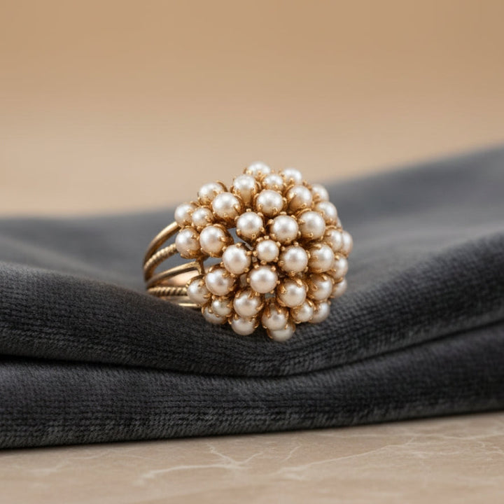 Classic Inlaid Pearl Gold Ring