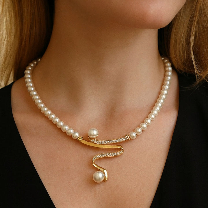 Elegant Wave Pearl Jewelry Set
