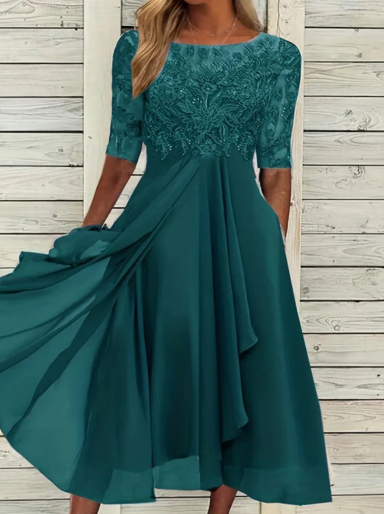 Camille | Chiffon Lace Evening Dress
