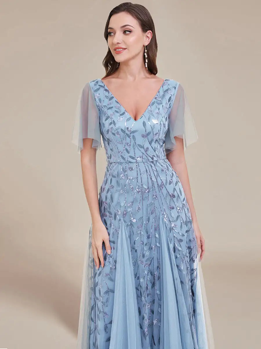 Skye | Sequin Deep V Evening Dress