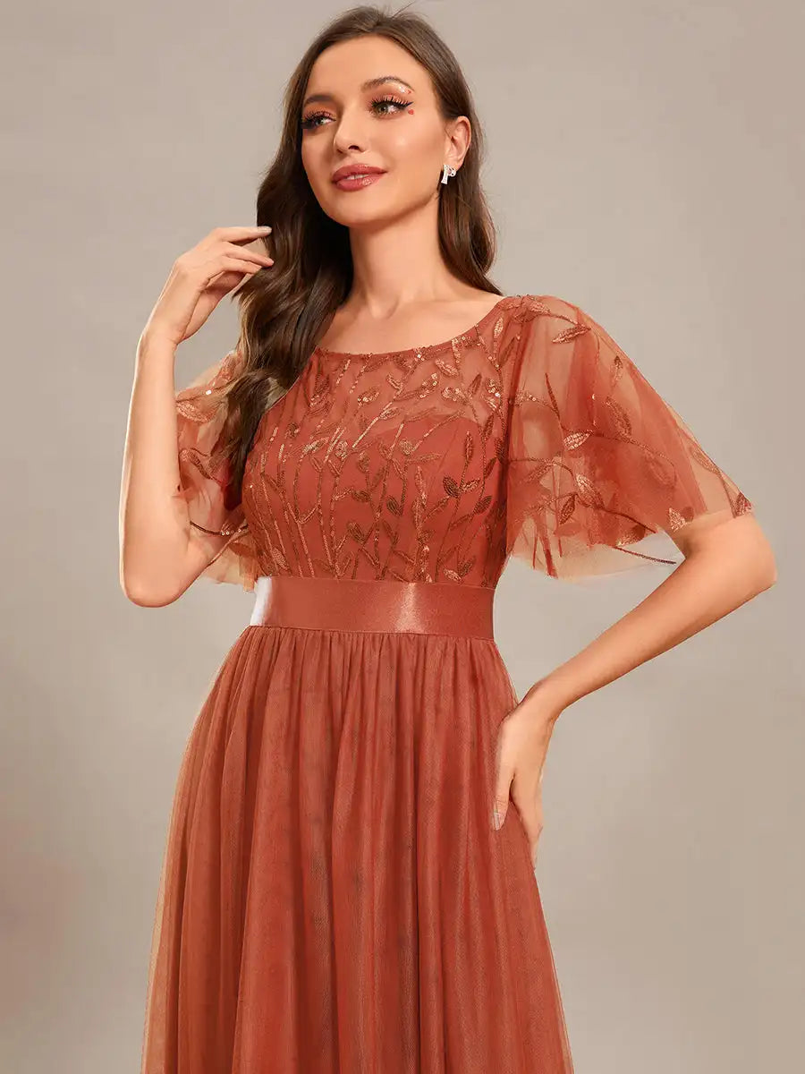 Elodie | Sequin Cap Sleeve Evening Gown