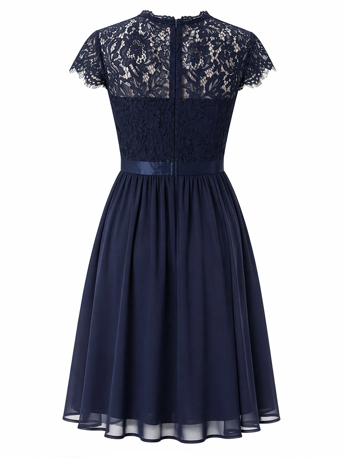 Elsie | Retro Lace Chiffon Midi Dress