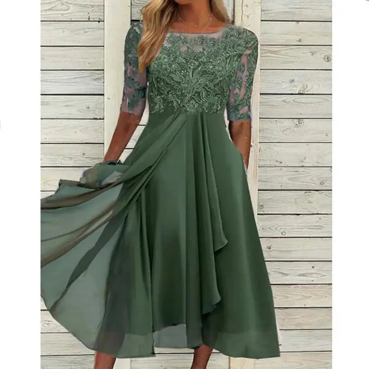 Camille | Chiffon Lace Evening Dress