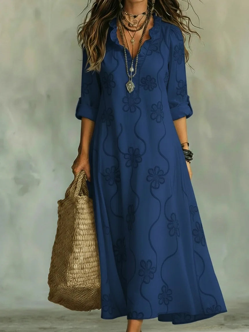 Likka Floral Maxi Dress Navy Blue