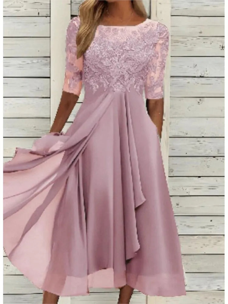 Camille | Chiffon Lace Evening Dress