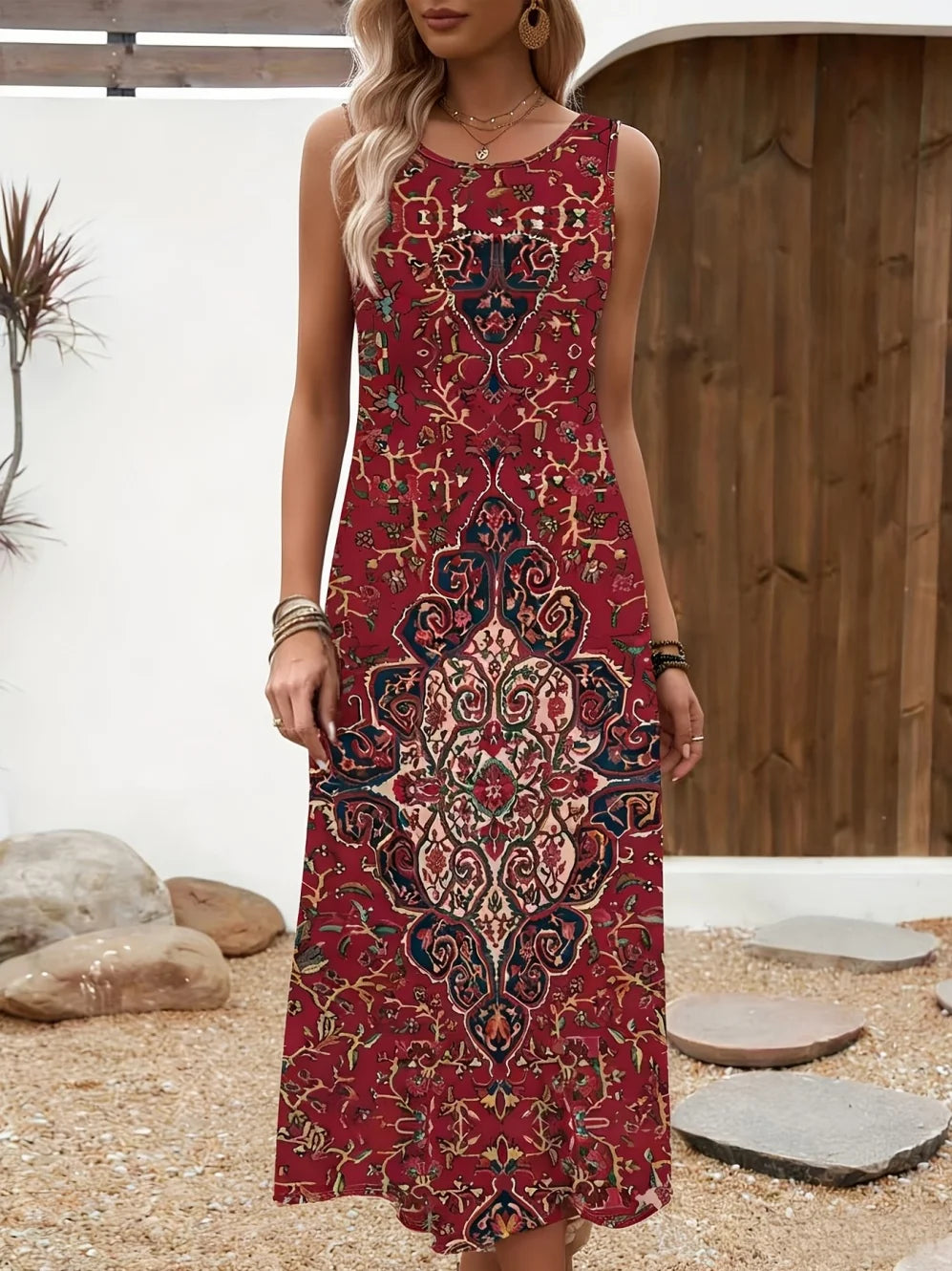 Hazel | Sleeveless Bohemian Maxi Dress