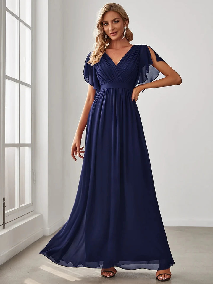 Simone | Classic A-Line Chiffon Evening Gown