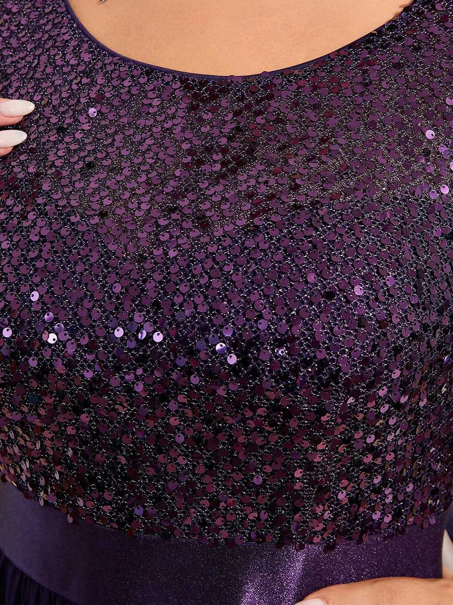 Odette | Long Sleeve Sequin A-Line Dress