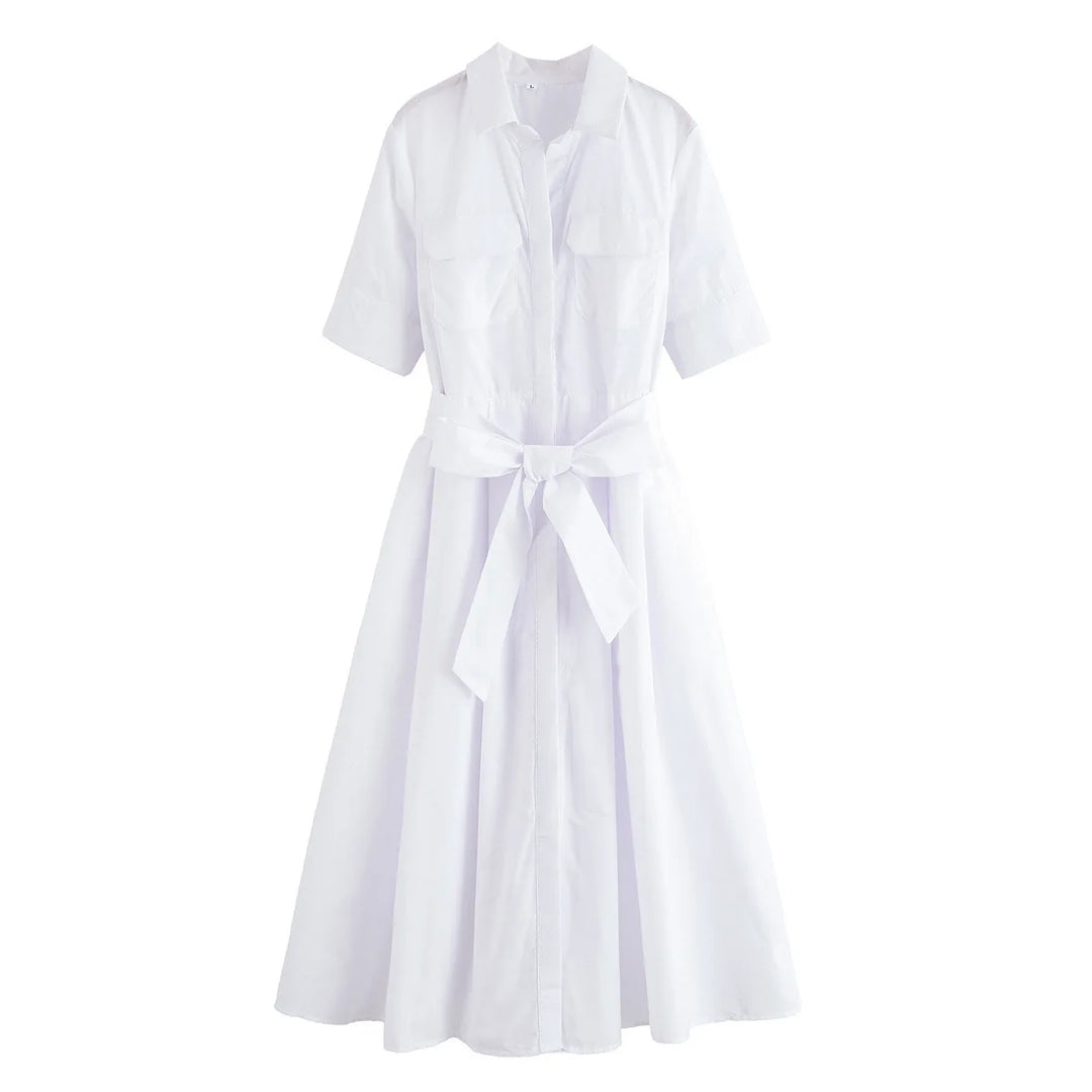 Margot | Short Sleeve Pocket Shirt Dress