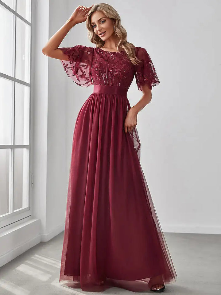 Margot | Sequin Cap Sleeve Maxi Gown