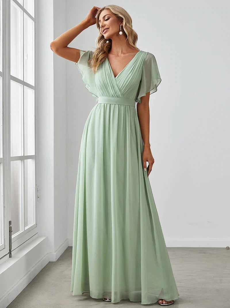 Simone | Classic A-Line Chiffon Evening Gown