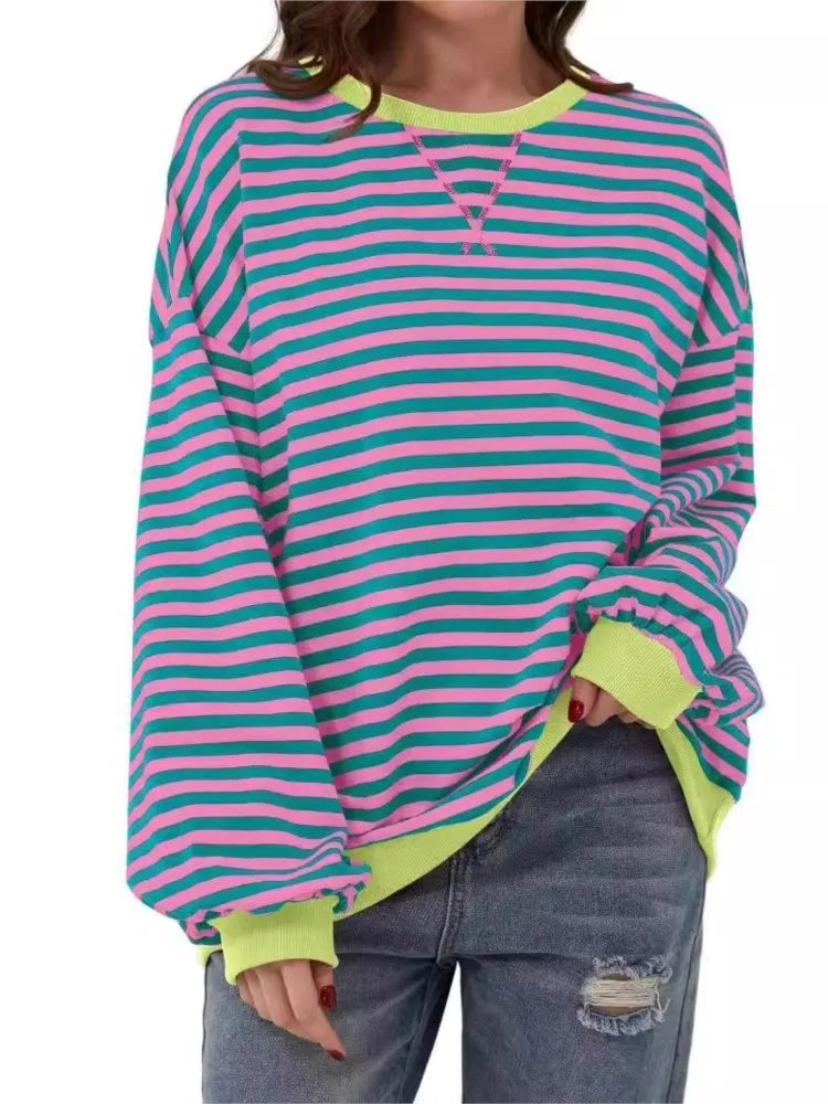 Striped Long-Sleeve Pullover Top