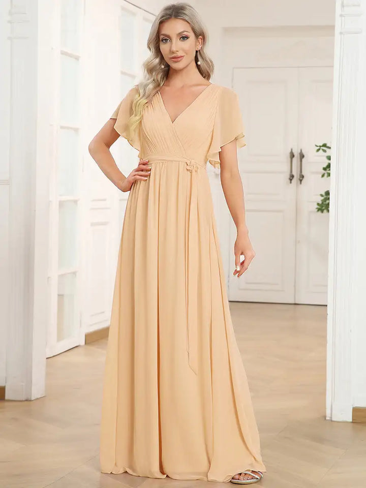 Simone | Classic A-Line Chiffon Evening Gown