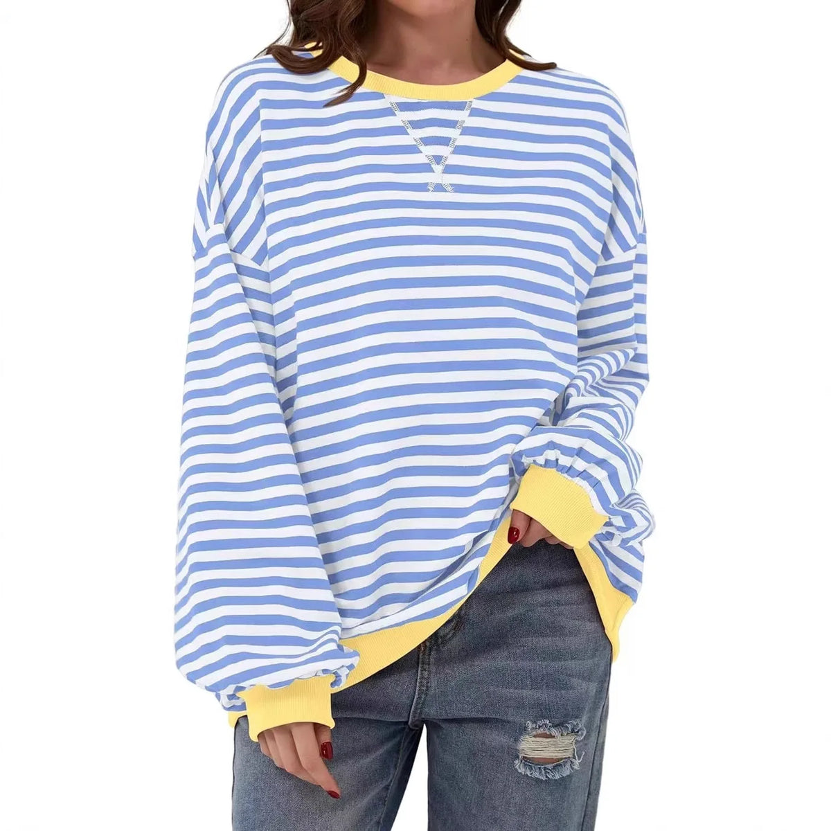 Striped Long-Sleeve Pullover Top