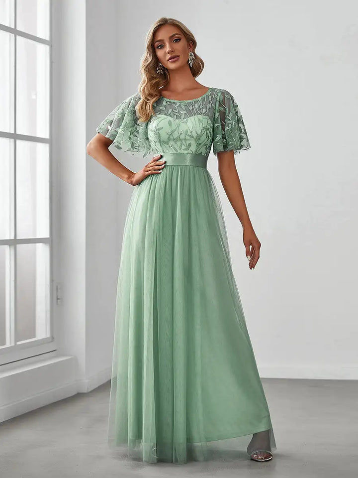 Elodie | Sequin Cap Sleeve Evening Gown