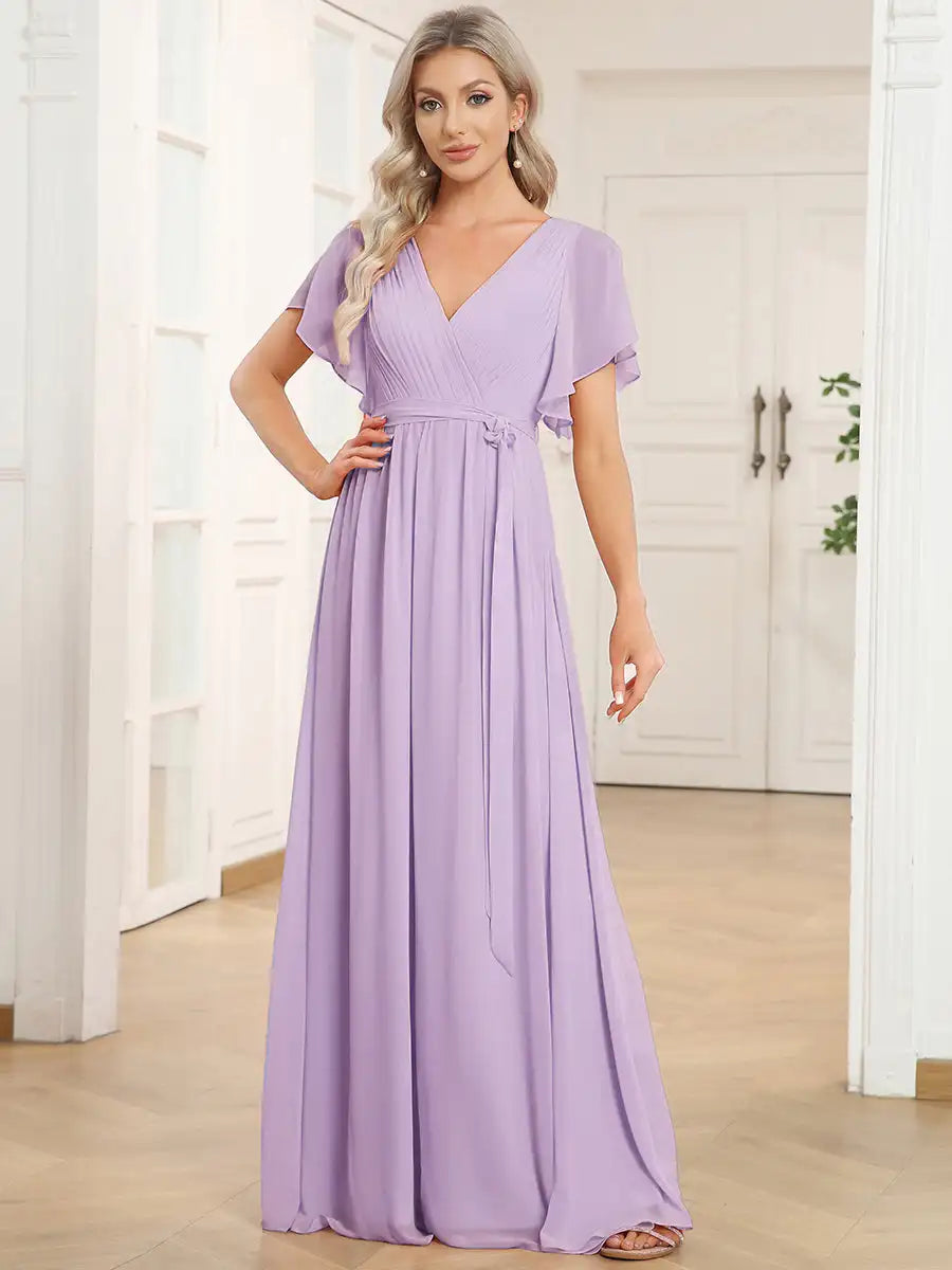 Simone | Classic A-Line Chiffon Evening Gown