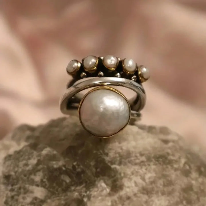 Layered Pearl Rings Set
