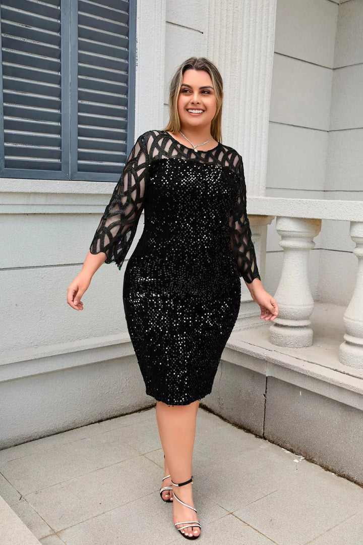 Sienna | Sequin Mesh Bodycon Midi Dress