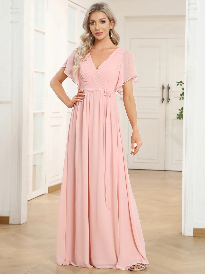 Simone | Classic A-Line Chiffon Evening Gown