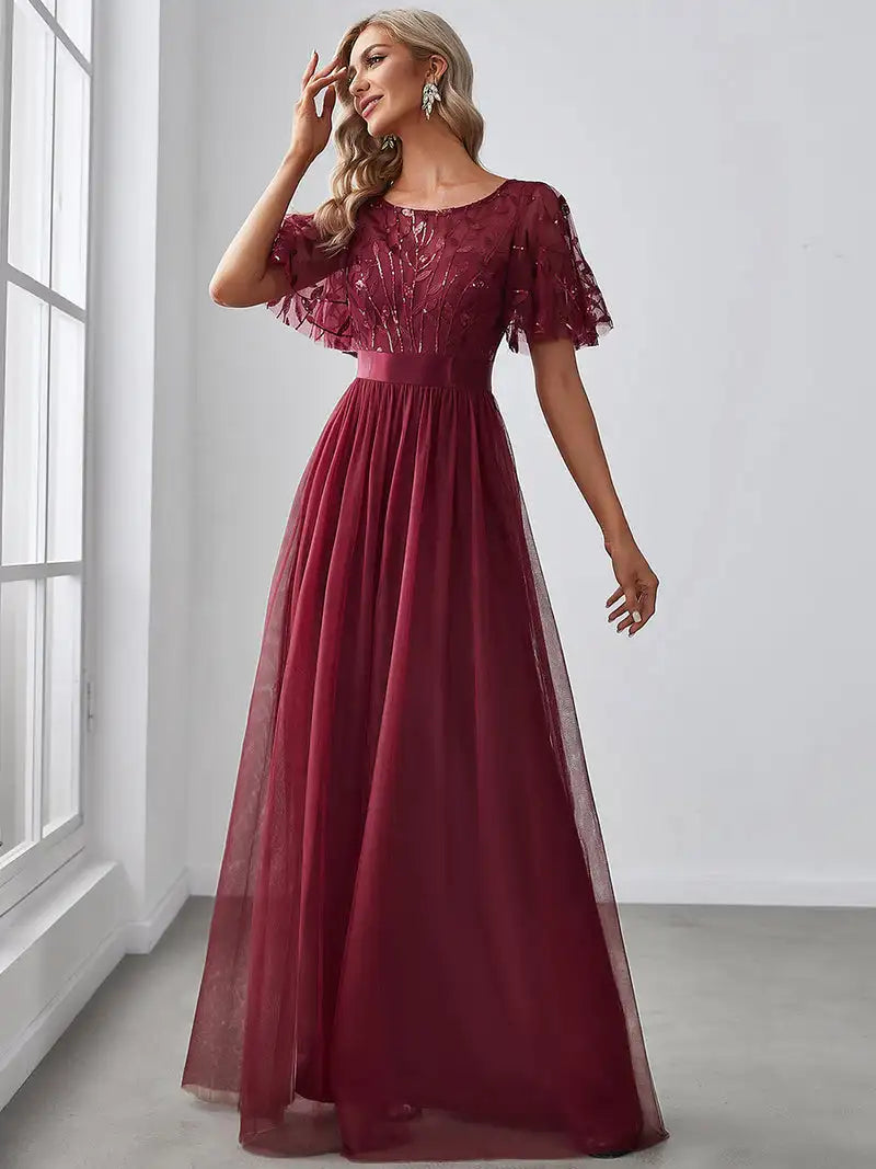 Margot | Sequin Cap Sleeve Maxi Gown