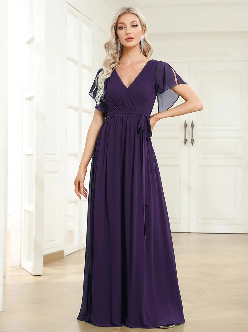 Simone | Classic A-Line Chiffon Evening Gown