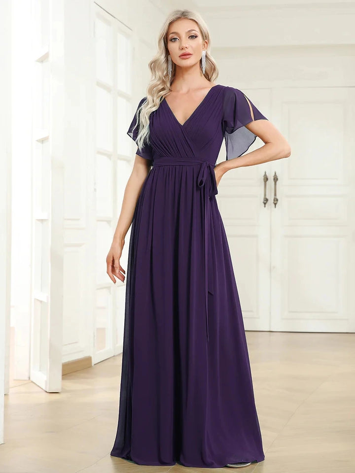 Simone | Classic A-Line Chiffon Evening Gown